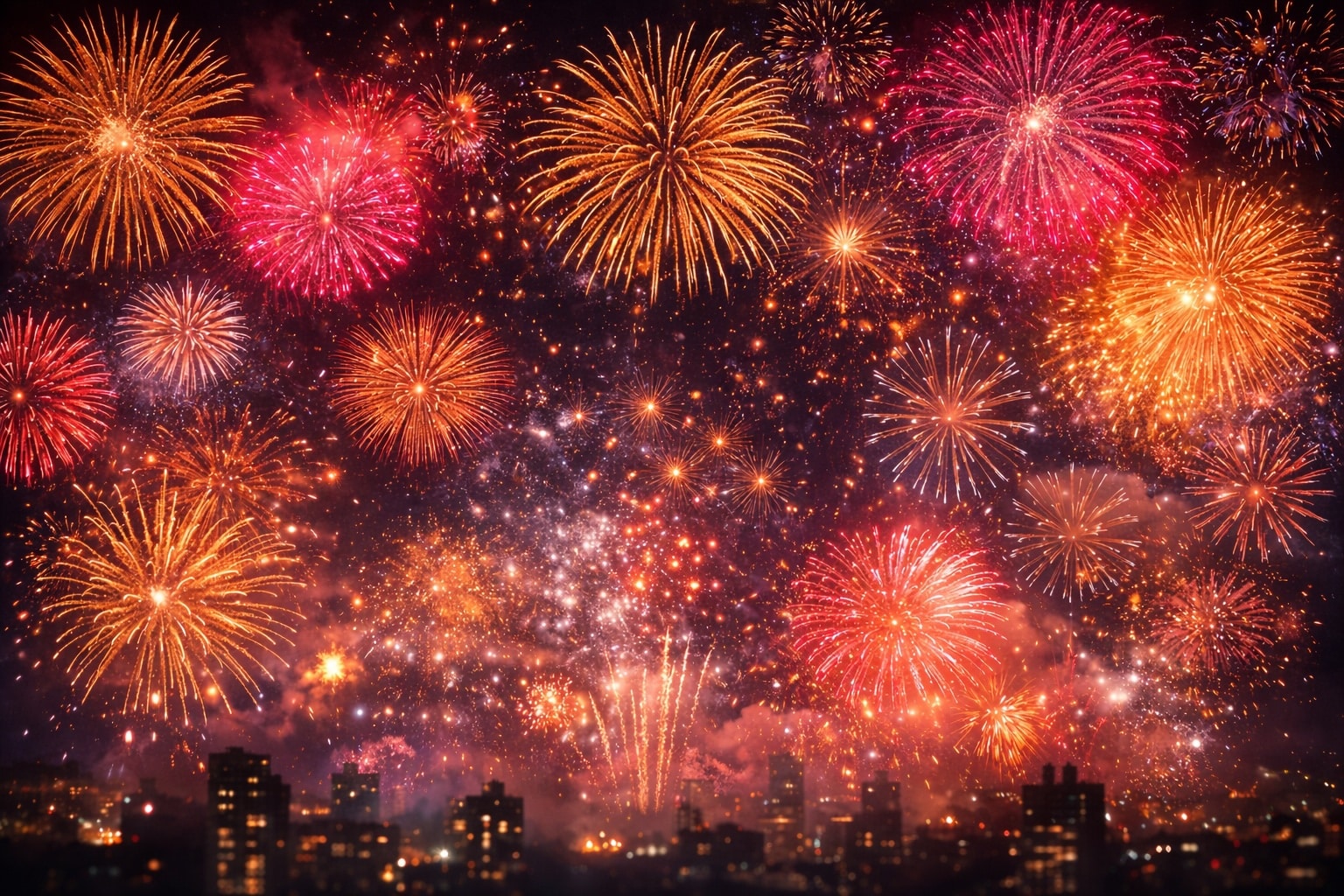 Feuerwerk über der Stadt